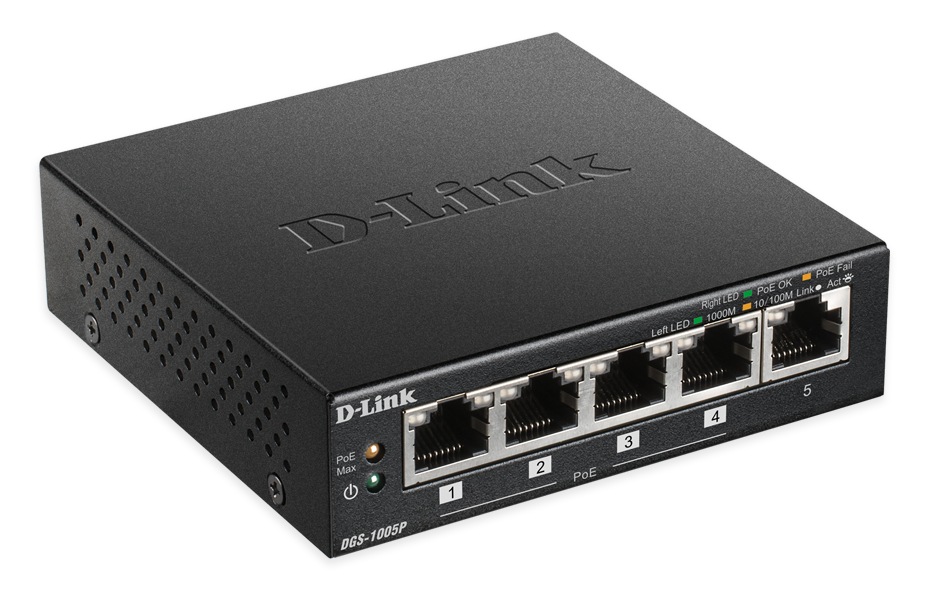 Switch D-Link DGS-1005P, 5 Porturi Gigabit PoE+