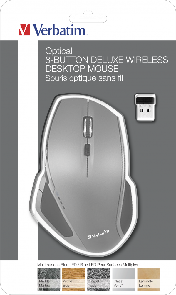 Mouse wireless Verbatim Deluxe, 1600 dpi, 8 butoane, Gri 3 Mouse wireless Verbatim Deluxe, 1600 dpi, 8 butoane, Gri - imagine 3