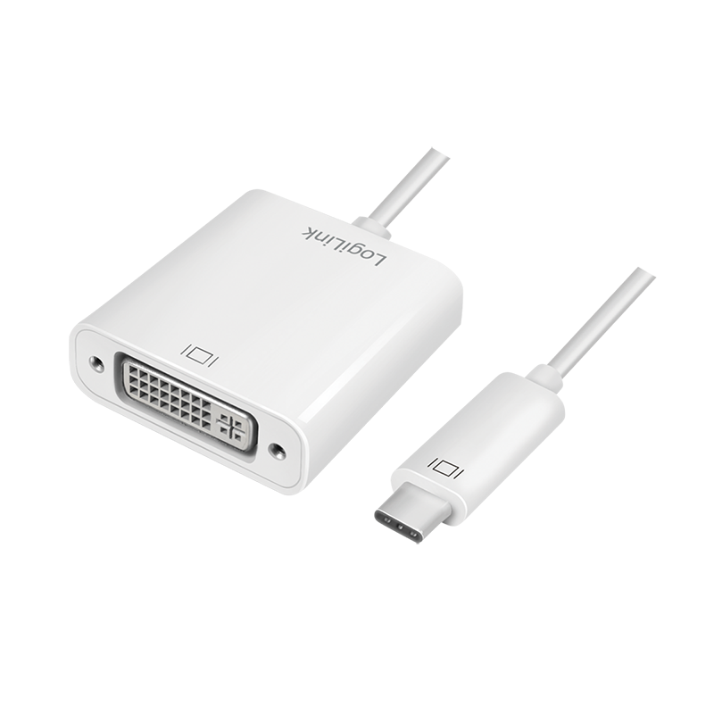 Adaptor Dual Link, Logilink, USB-C 3.1 la DVI-, Alb
