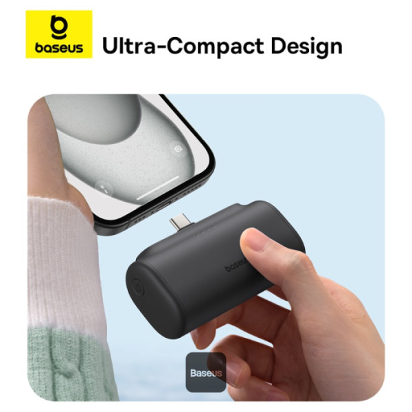 Powerbank Baseus, 5000mAh, 20 W, USB-C, negru, 80x40,2x25,6mm 3 Powerbank Baseus, 5000mAh, 20 W, USB-C, negru, 80x40,2x25,6mm - imagine 3