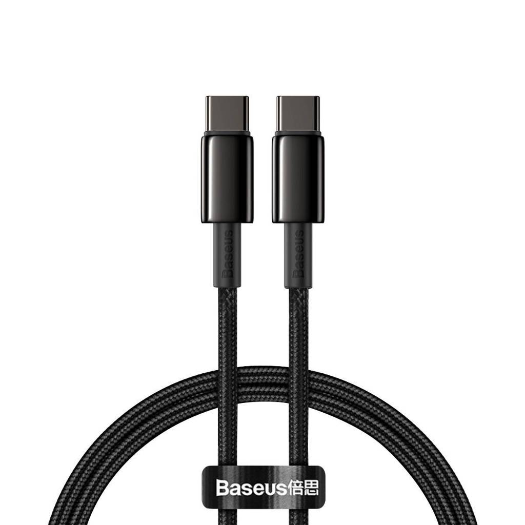 Cablu Date si Incarcare Baseus USB Type-C la USB Type-C, 1 m, 100 W, 5 A, CATWJ-01, Negru
