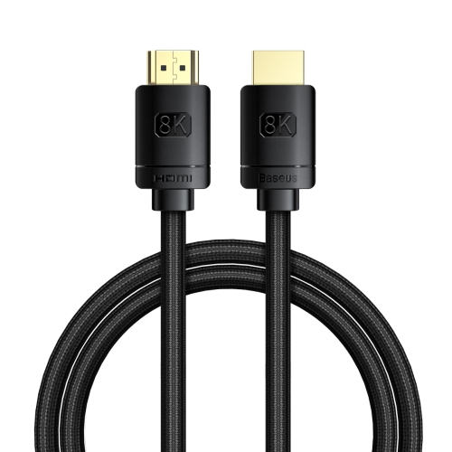 Cablu Baseus, HD Series CAKGQ-J01, HDMI- HDMI 2.1, Rezolutie 8K 60Hz, 3D, 48Gbps, Conectori placati cu aur 24K, Lungime 100 cm, Negru, Tip snur