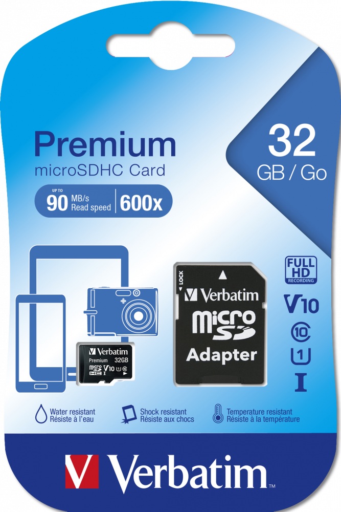 Card de memorie Verbatim Premium MicroSDHC cu adaptor, 32GB, Class 10, 44083
