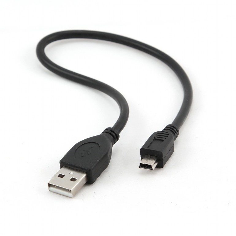 Cablu alimentare si date Gembird, USB 2.0 (T) la Mini-USB 2.0 (T), 30cm, conectori auriti, Negru, CCP-USB2-AM5P-1