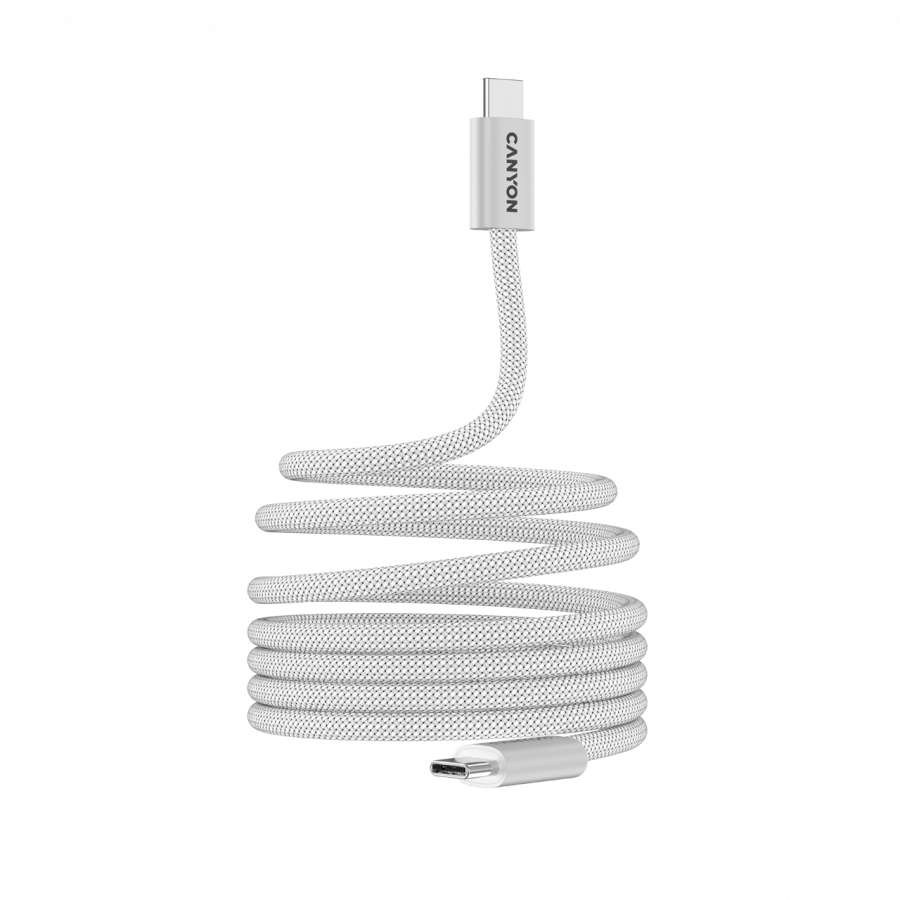CANYON cable OnWire 60MG C-C 60W Magnet Braided 1m White 2 CANYON cable OnWire 60MG C-C 60W Magnet Braided 1m White - imagine 2
