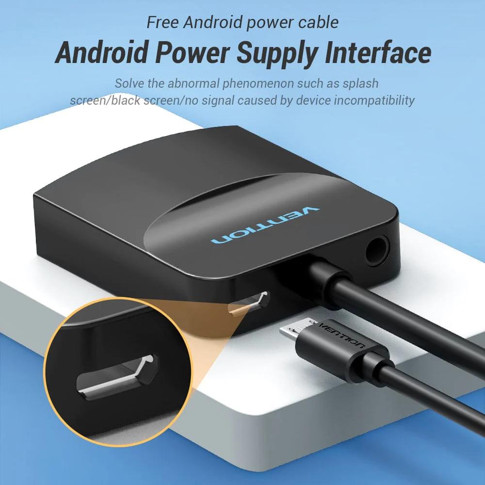 Convertor video Vention, HDMI(T) la VGA (M), rezolutie maxima 1080p la 60 Hz, 5V/1A, invelis PVC si ABS, negru 4 Convertor video Vention, HDMI(T) la VGA (M), rezolutie maxima 1080p la 60 Hz, 5V/1A, invelis PVC si ABS, negru - imagine 4