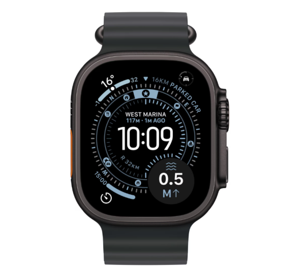 Apple Watch Ultra 3, GPS + Cellular, Carcasa Black Titanium 49mm, Black Ocean Band