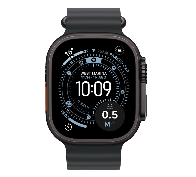 Apple Watch Ultra 3, GPS + Cellular, Carcasa Black Titanium 49mm, Black Ocean Band