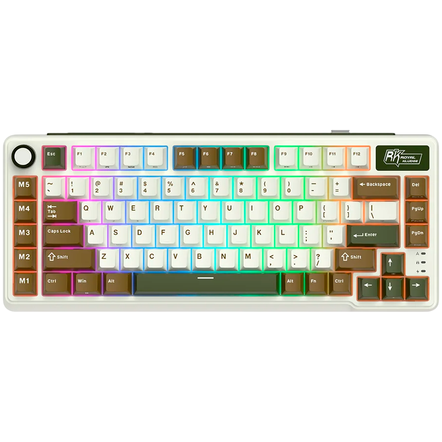 Tastatura Gaming Royal Kludge RK-L75, Beige switch, iluminare RGB, Wired, Wireless 2.4Ghz, Bluetooth Multicolor