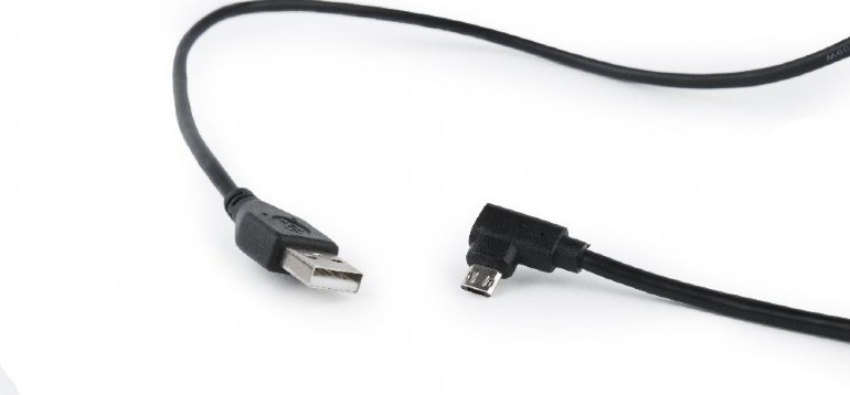 Cablu de date cu Micro-USB unghiular, marca Gembird, Micro-USB la USB 2.0 AM , 1.8 metri, negru.
