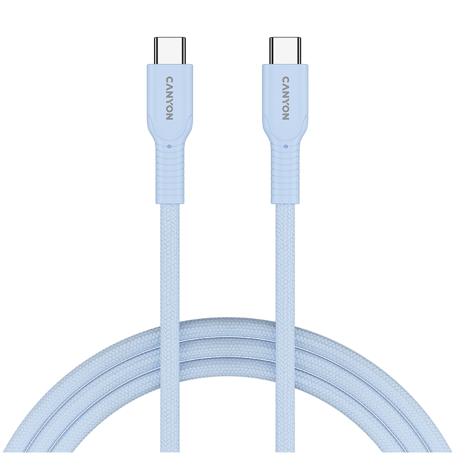 Cablu de date Canyon CND-CCAP60AB10LBL, USB-C – USB-C, 1 m Albastru