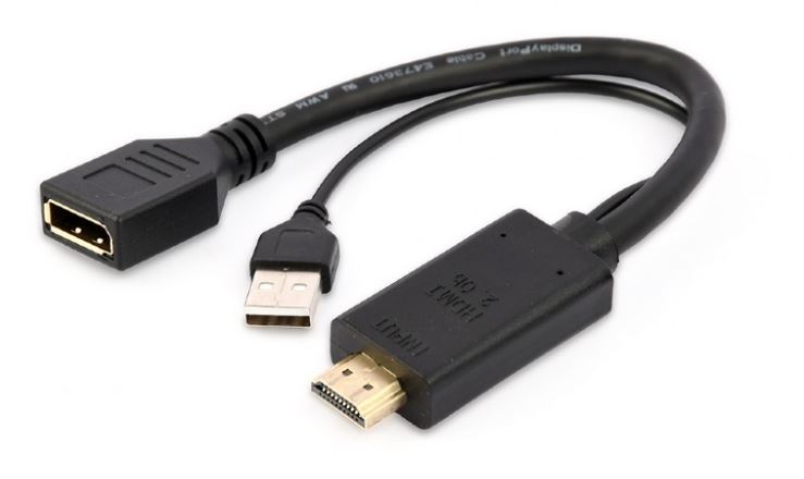 adaptor video Gembird, HDMI (T) la DisplayPort (M), rezolutie maxima 4K la 30Hz, Negru, A-HDMIM-DPF-01