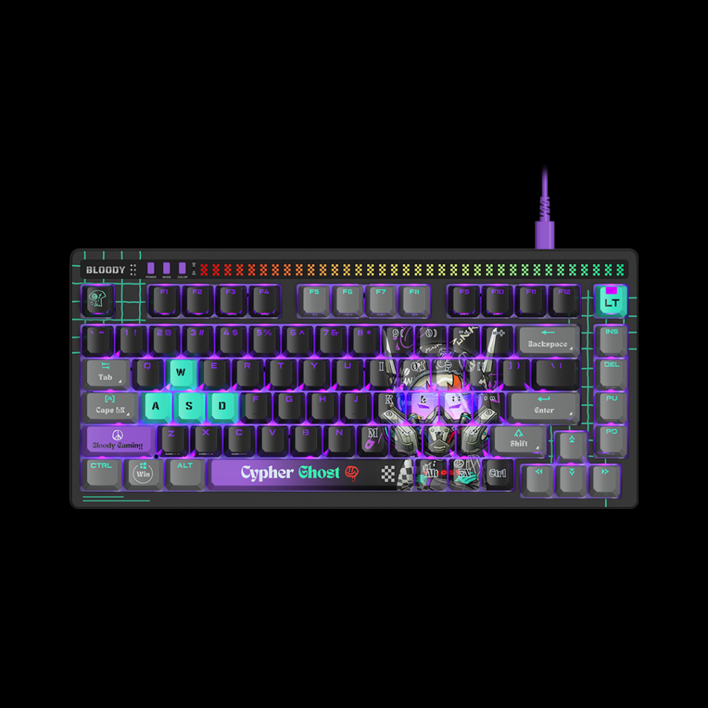 Tastatura gaming Blody „A75” Alpha Optical Switch Mechanical Keyboard USB Cypher Ghost, US Layout