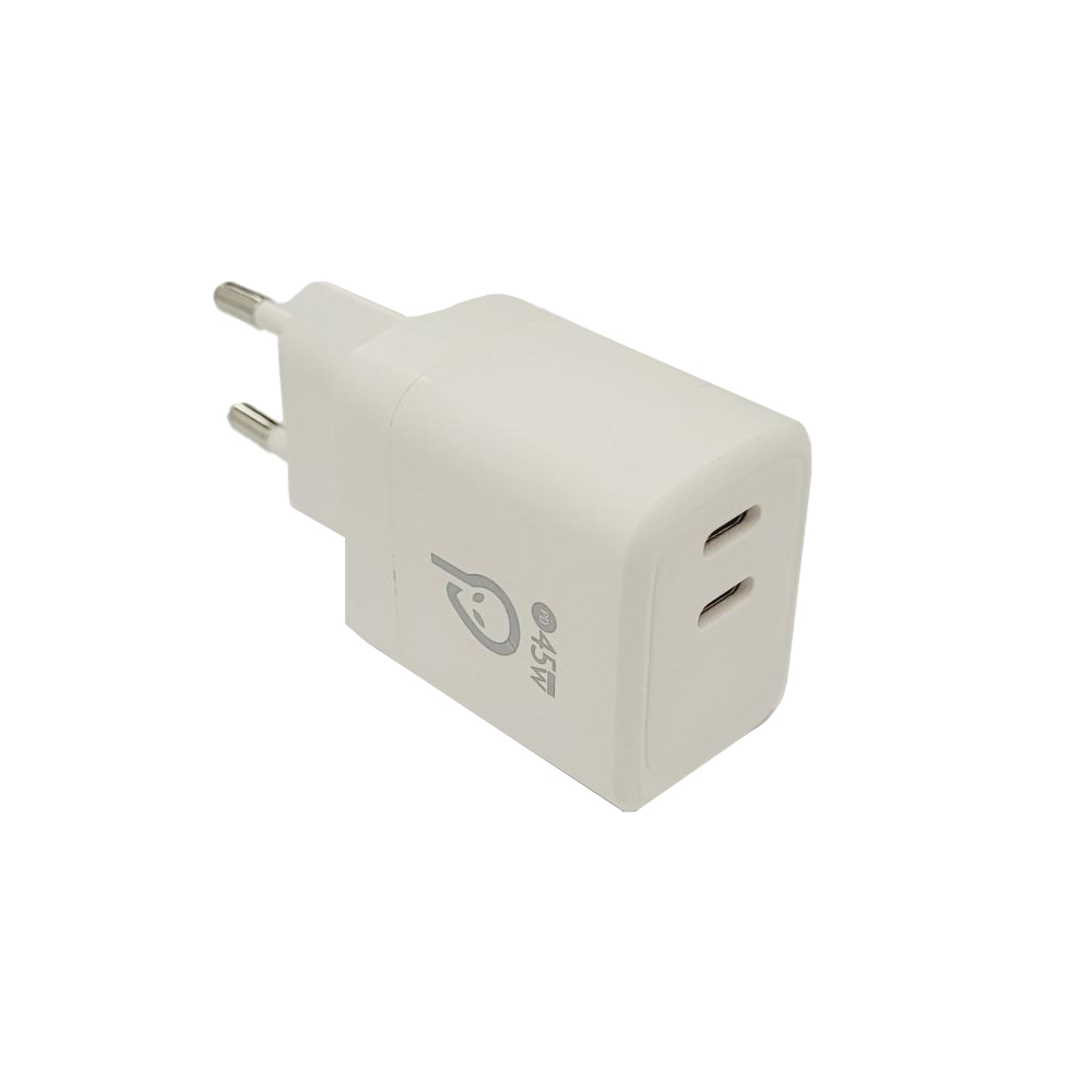 Încărcător rețea Spacer, 2 x USB Type-C, Power Delivery, GaN, 45W