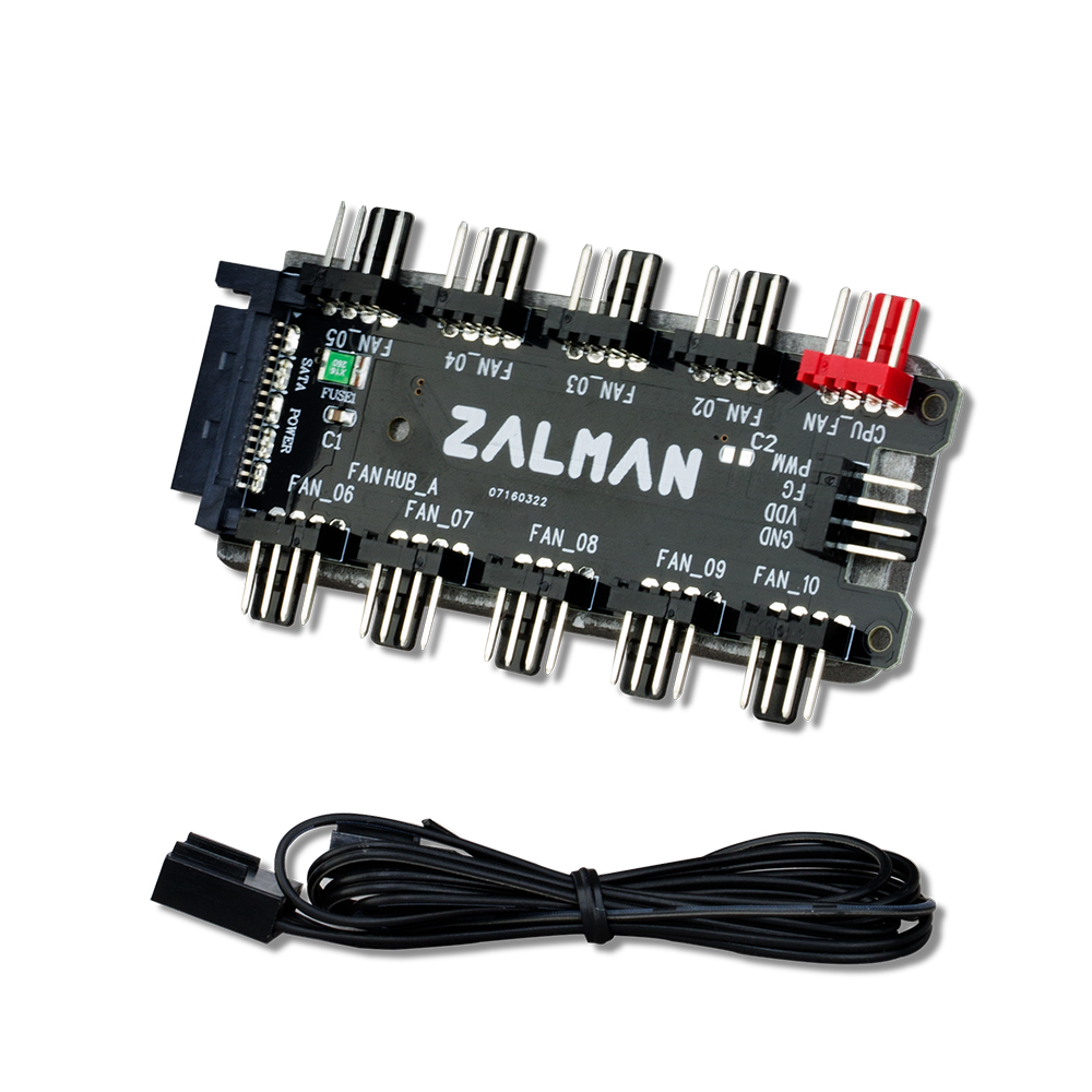 Controler ventilator, Zalman, ZM-PWM10 FH, 10 porturi, Negru, 12.98 x 6.04 x 2.79 cm