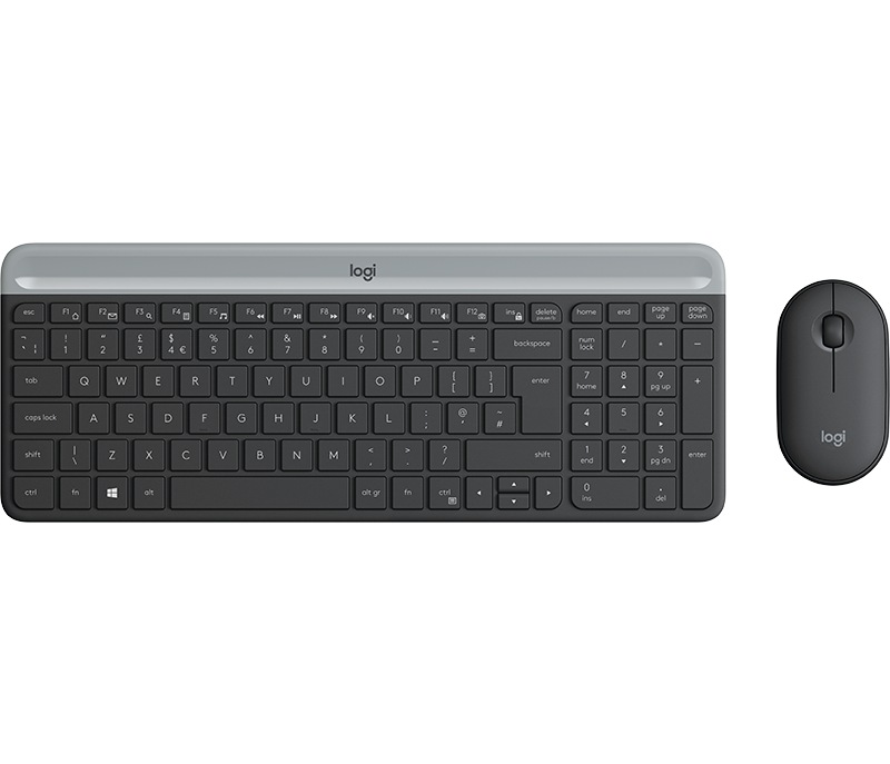 Kit tastatura + mouse wireless Logitech MK470, Slim, Negru Grafit