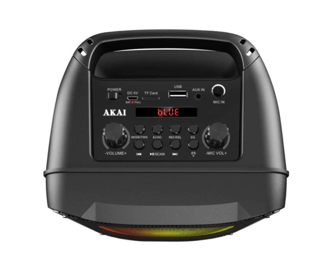 Boxa portabila activa Akai ABTS-V10, 10 W, Radio FM, Bluetooth 5.0, efect de lumini, Negru 2 Boxa portabila activa Akai ABTS-V10, 10 W, Radio FM, Bluetooth 5.0, efect de lumini, Negru - imagine 2