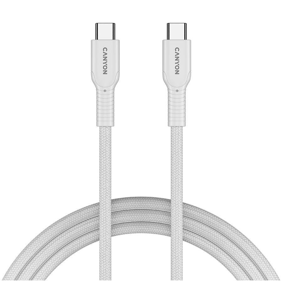 Cablu de date Canyon CND-CCAP60AB10W, USB-C – USB-C, 1 m Alb