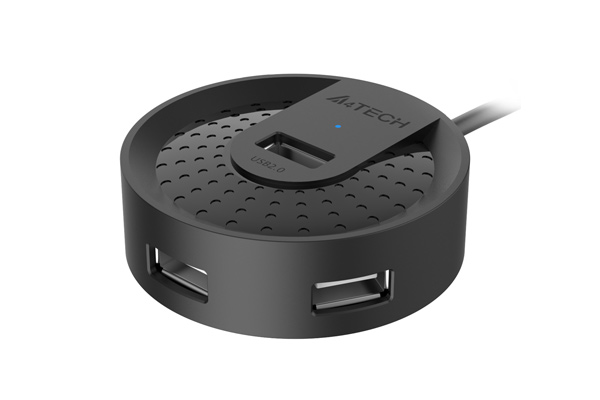 HUB extern A4TECH HUB-20, viteza transfer de date pana la 480 Mbps porturi USB-A: USB 2.0 x 4, conectare prin USB, cablu 1.5 m, negru