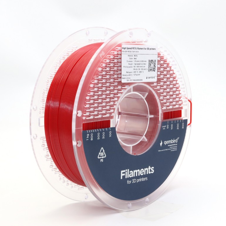 Filament 3D Gembird 1,75mm PETG rosu 1kg