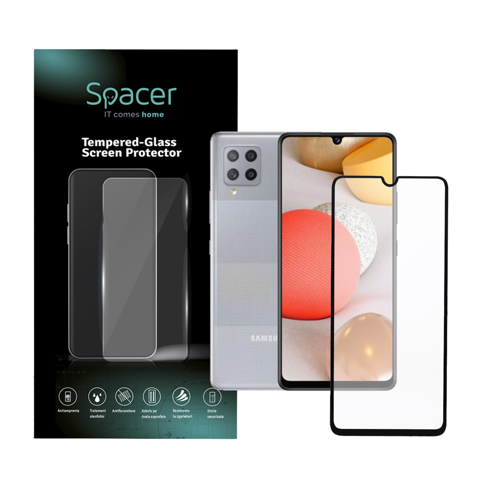 Folie de protectie Spacer pentru Samsung Galaxy A42, sticla 9D, duritate 9H, Tempered Glass