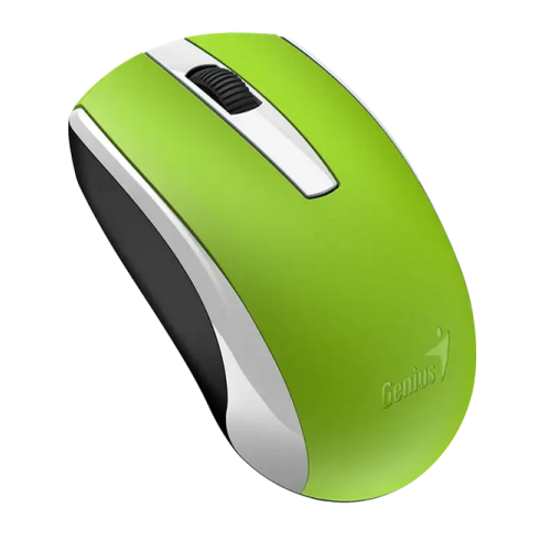Mouse Genius, PC sau NB, wireless 2.4GHz, optic, 1200 dpi, butoane/scroll 3/1, acumulator, verde
