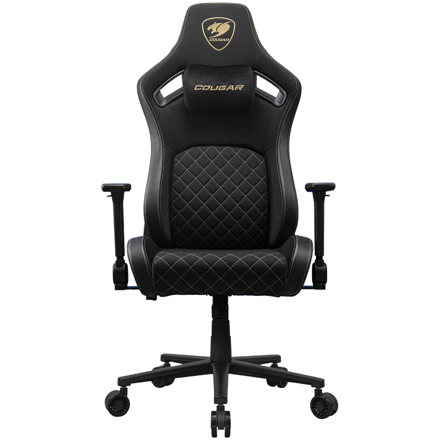 Scaun gaming Cougar Defensor Gold F, capacitate 120kg, negru/auriu, 129x75x66cm