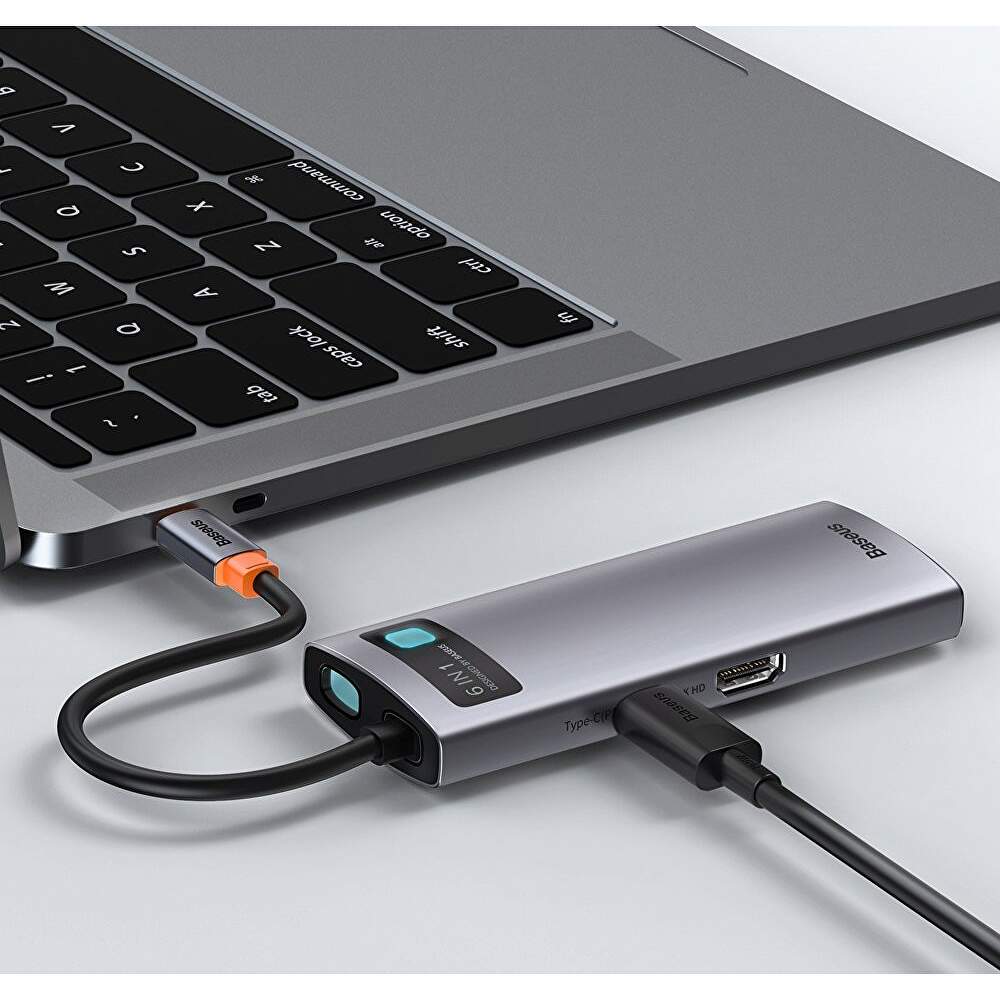 Docking Station Baseus Metal Gleam, conectare PC USB Type-C, Gri 5 Docking Station Baseus Metal Gleam, conectare PC USB Type-C, Gri - imagine 5