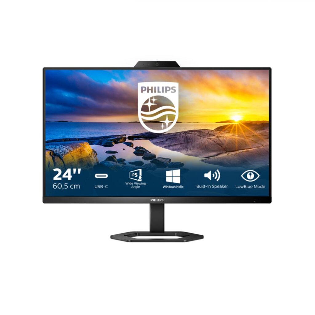 Monitor WLED IPS Philips 23.8″ FHD 75Hz 4ms HDMI DisplayPort USB USB-C Webcam Pivot 24E1N5300HE/00