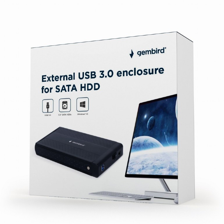 Carcasa de protectie pentru hdd extern, Gembird, SATA USB 3.0,3.5", Negru 4 Carcasa de protectie pentru hdd extern, Gembird, SATA USB 3.0,3.5", Negru - imagine 4
