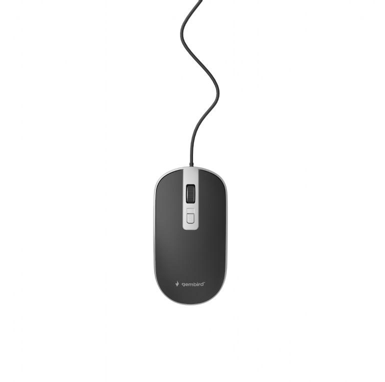 Mouse Gembird, USB, 1200 DPI, Negru/Argintiu