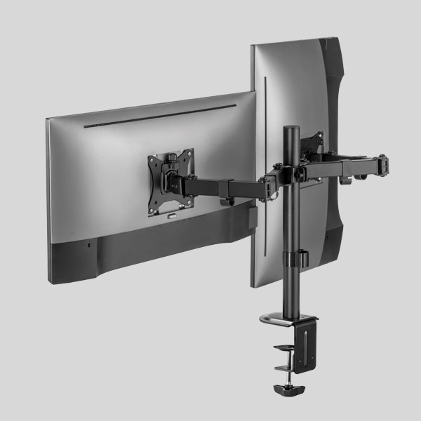 SUPORT de masa Superior, pt 2 monitoare plate, diagonala compatibila 17-32 inch, unghi reglabil sus-jos si stanga-dreapta, VESA compatibil max 100×100, max 9 kg / brat „SUPSPC002”