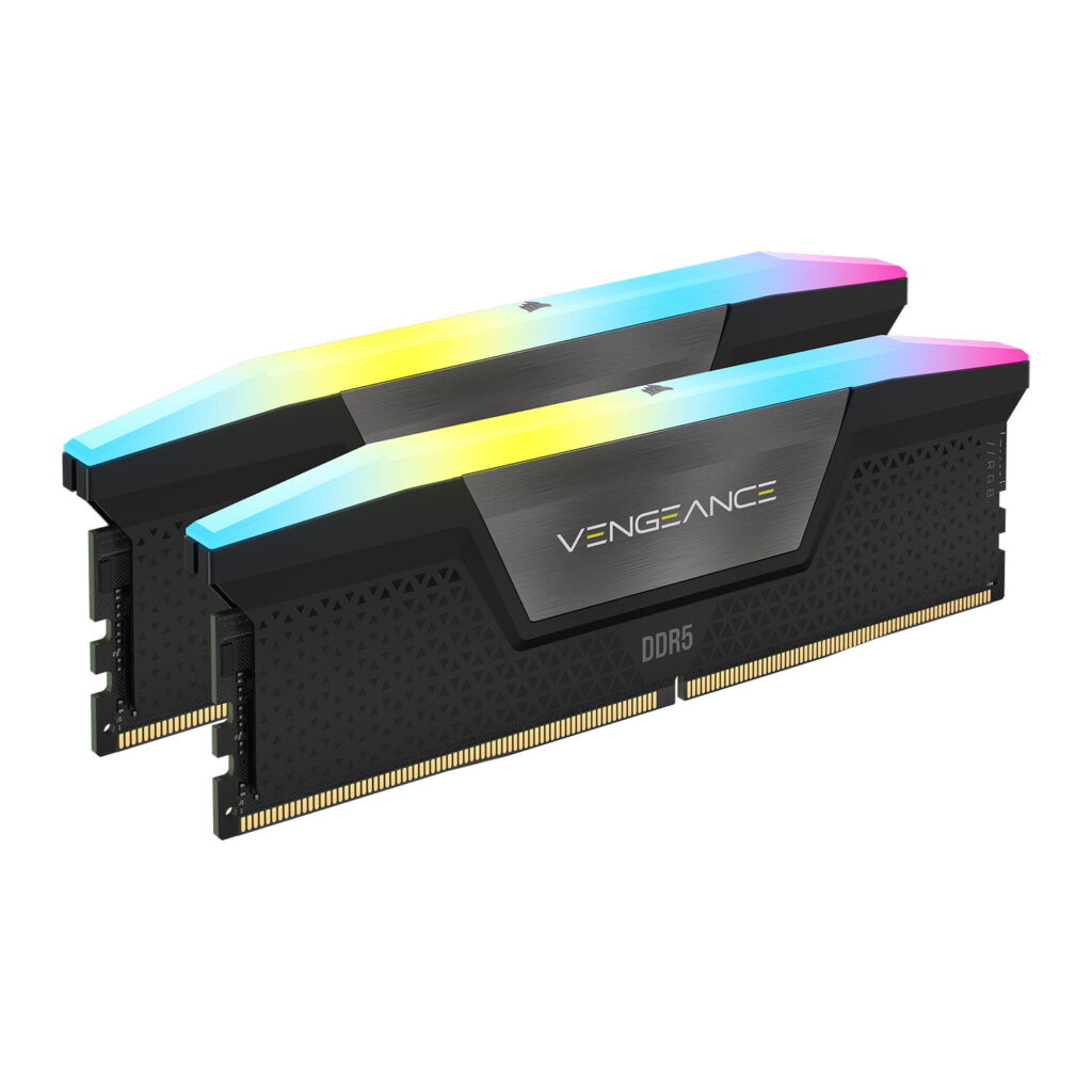 Memorie Corsair Vengeance RGB 32GB, DDR5, 6000MHz, CL38, 2x16GB, Intel XMP, Negru