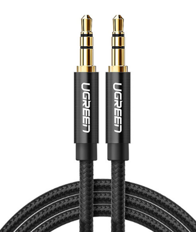 Cablu audio mini 3.5 mm, Ugreen, Aluminiu, AUX, 2 m, Negru