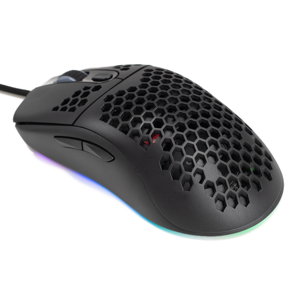 Mouse Alien Light, Spacer, gaming, cu fir, USB, optic, rezolutie ajustabila 6.400 dpi, butoane/scroll 6/1, iluminare RGB, negru