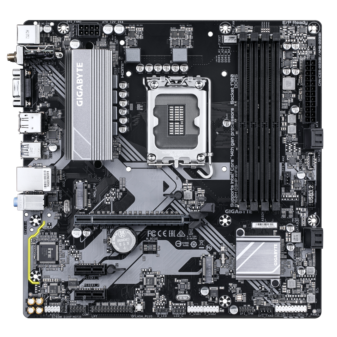 Placa de baza Gigabyte B760M D3HP WIFI6, DDR5, Socket LGA1700, mATX, Negru 2 Placa de baza Gigabyte B760M D3HP WIFI6, DDR5, Socket LGA1700, mATX, Negru - imagine 2