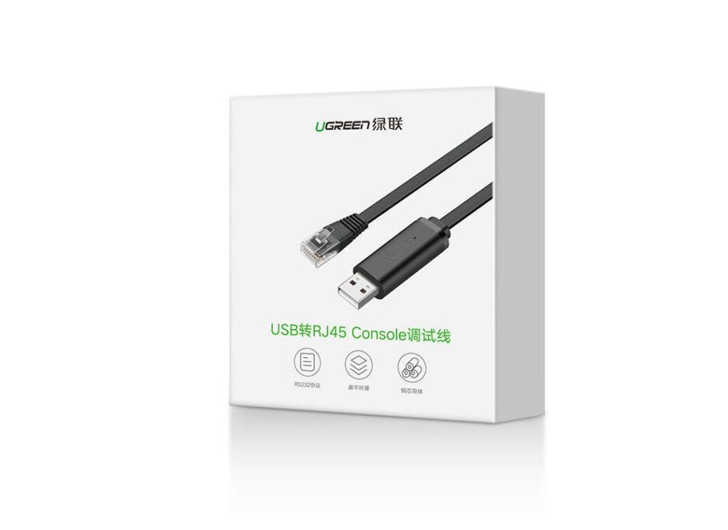Cablu USB Ugreen Adaptor, CM204 Cablu consola USB 2.0 (T) la RJ-45(T), 1.5m negru