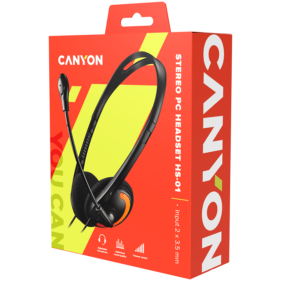 Casti PC Canyon HS-01 PC Mic Flat 1.8m Black Orange 3 Casti PC Canyon HS-01 PC Mic Flat 1.8m Black Orange - imagine 3
