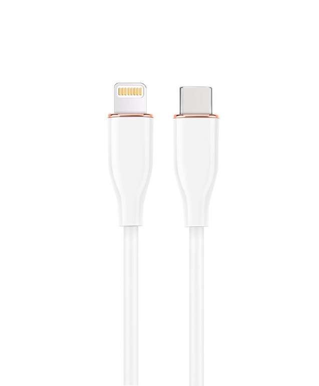Cablu alimentare si date GEMBIRD, pentru smartphone, USB 2.0 Type-C (T) la Lightning (T), 20W, 1.5m, protectie silicon, alb