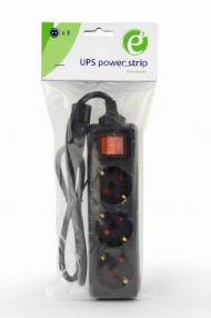 Prelungitor, Gembird, 3 pini, Mufa C14, 0.6 metri, Negru