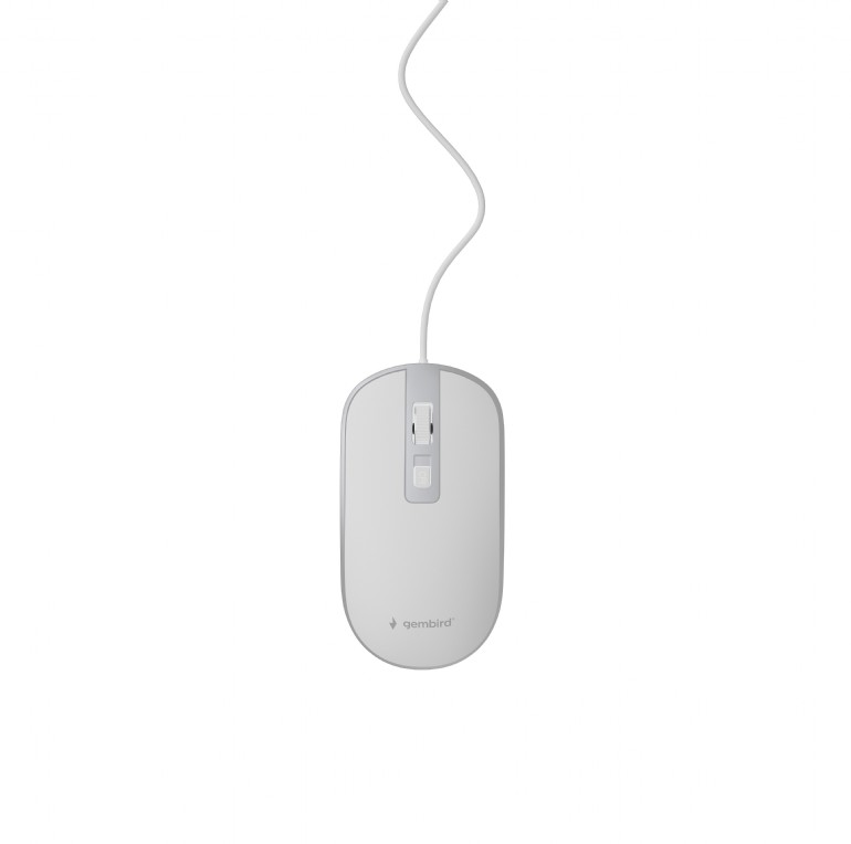 Mouse Gembird, USB, 1200 DPI, Alb/Argintiu