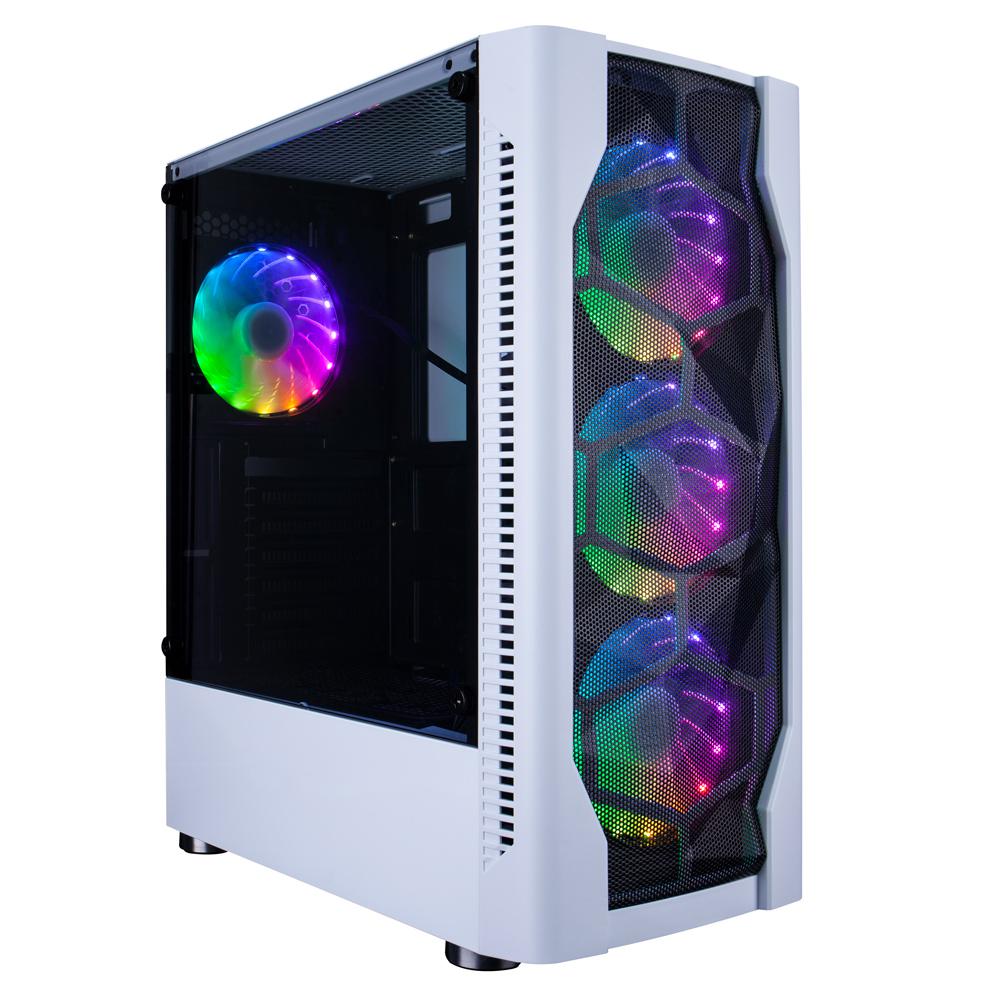 Carcasa 1STPLAYER Gaming DK-D4-Wh, 4 ventilatoare RGB, alb