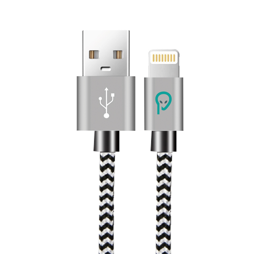 Cablu de date Spacer, USB 2.0 (T) la Lightning (T) pentru iPhone, braided, retail pack, 1.8m, Zebra