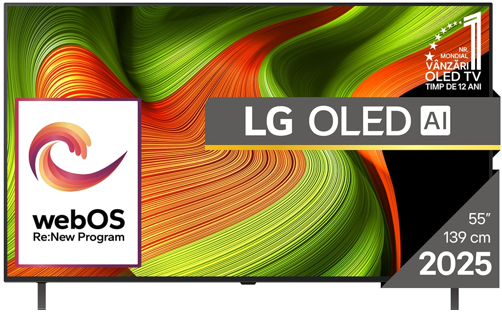 Televizor LG OLED 55B53LA, 139 cm, Smart, 4K Ultra HD, 100 Hz, Clasa F (Model 2025)
