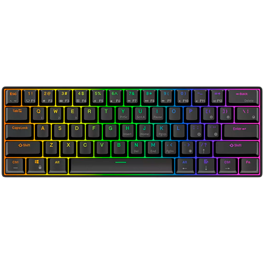 Tastatura mecanica gaming Royal Kludge RK61, 61 taste, hotswap, RGB, Keycaps ABS double shot, wireless, portabila, negru, RK61