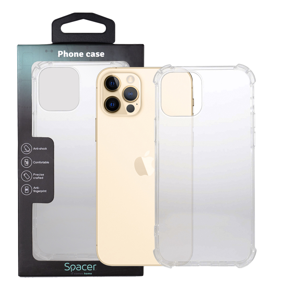 Husa de protectie Spacer pentru Iphone 12 Pro Max, material flexibil TPU, Transparenta