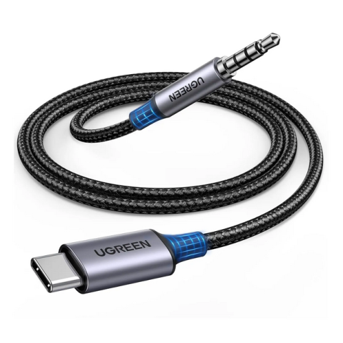 Cablu audio Ugreen, 1 x USB Type-C (T) la 1 x Jack 3.5mm (T), lungime cablu 1m, 24bit/96KHz, braided, negru