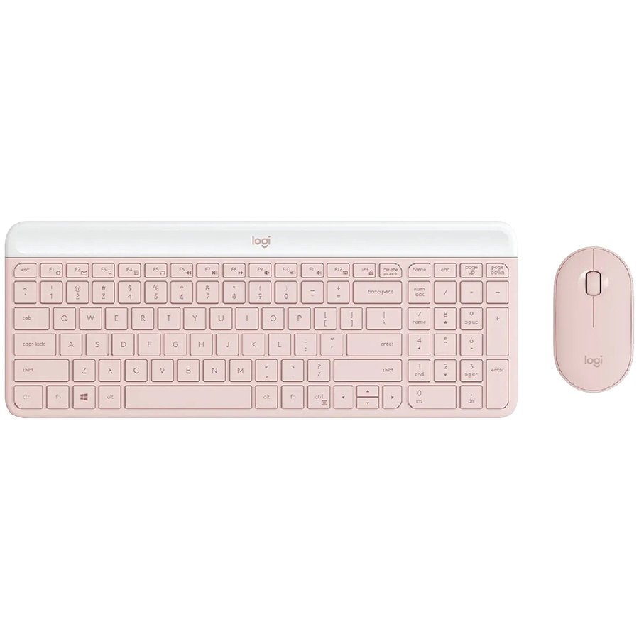Kit tastatura + mouse wireless Logitech MK470, Slim, layout US INTL, Rose