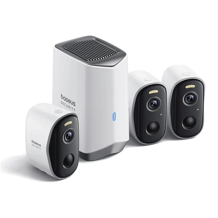 Set de 3 camere de exterior Baseus 2K N1 (alb)