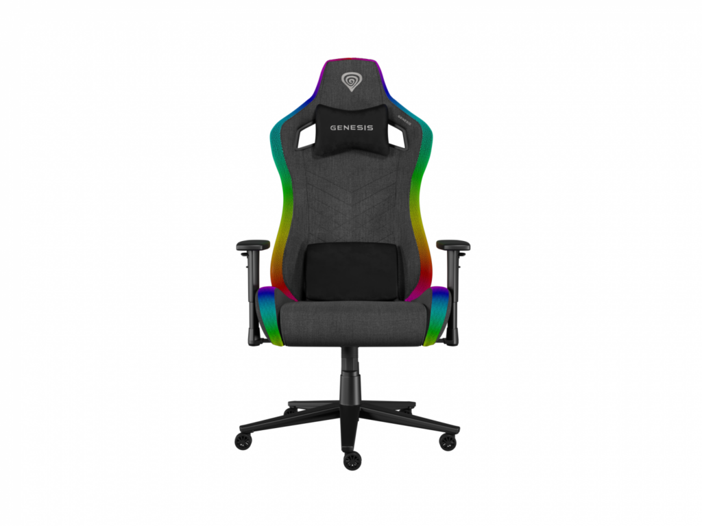 Scaun gaming Genesis TRIT 660, material textil, iluminare RGB, inaltime ajustabila, spatar ajustabil, Gri